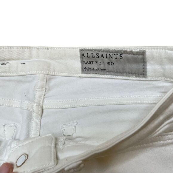 AllSaints White Cropped Skinny Jeans Size 27 | Mast Fit Designer Denim - Picture 4 of 13